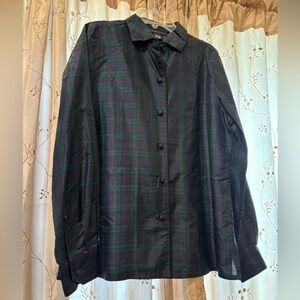 The Limited 100% Silk Plaid Button Down Shirt